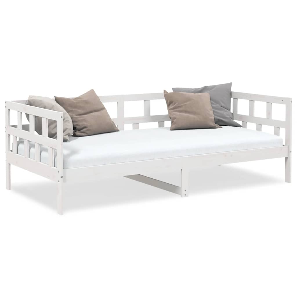 Sofá-cama 90x190 cm madeira de pinho maciça branco