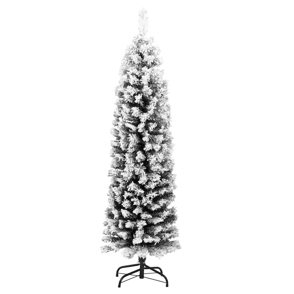 Árvore de natal artificial fina com neve 120 cm PVC verde