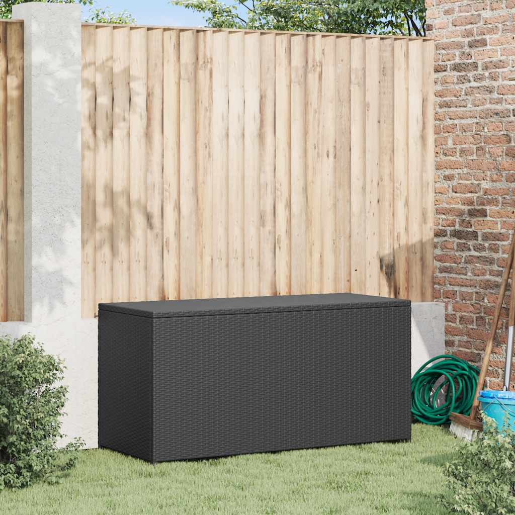 Caixa de arrumação para jardim 120x50x60 cm vime PE preto