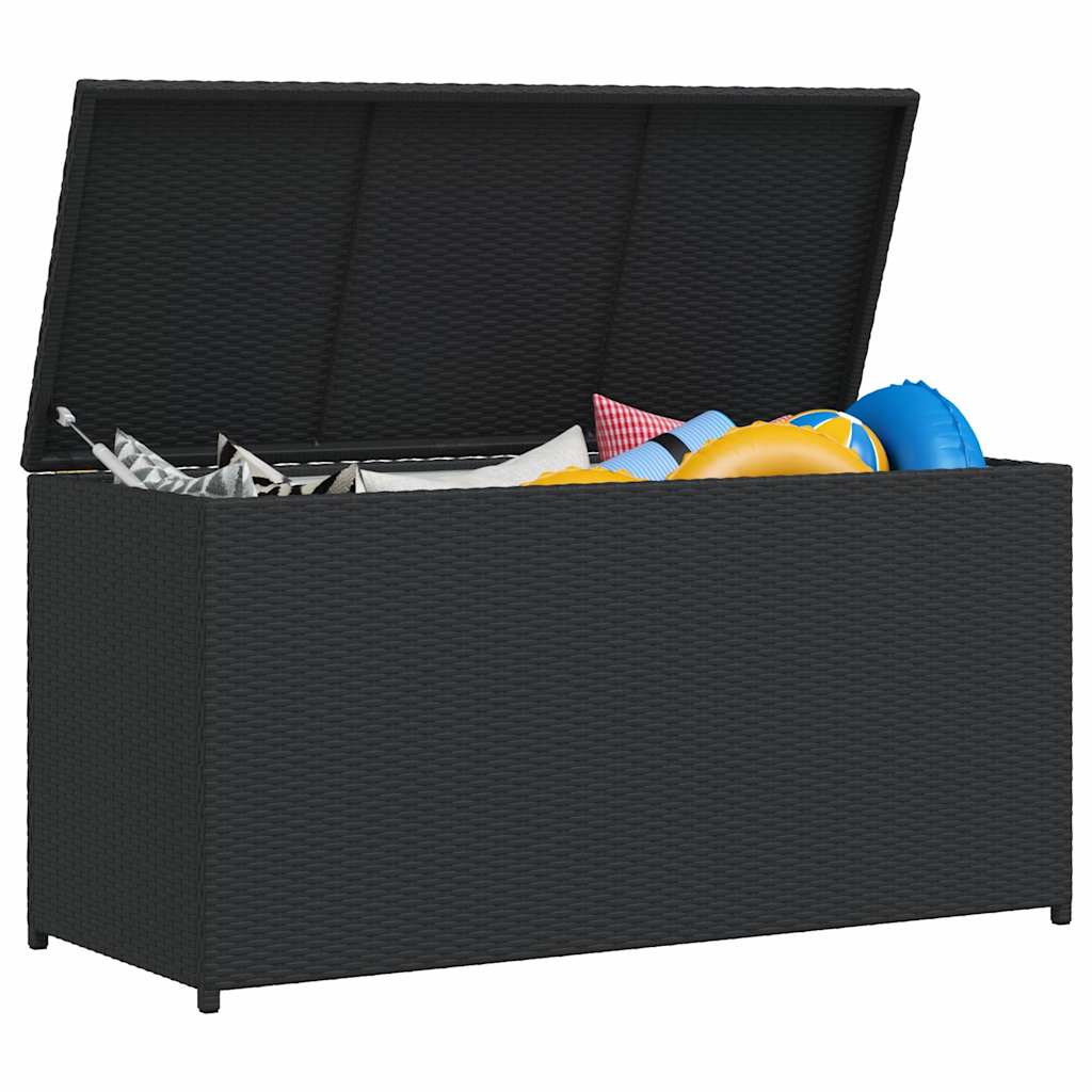 Caixa de arrumação para jardim 120x50x60 cm vime PE preto