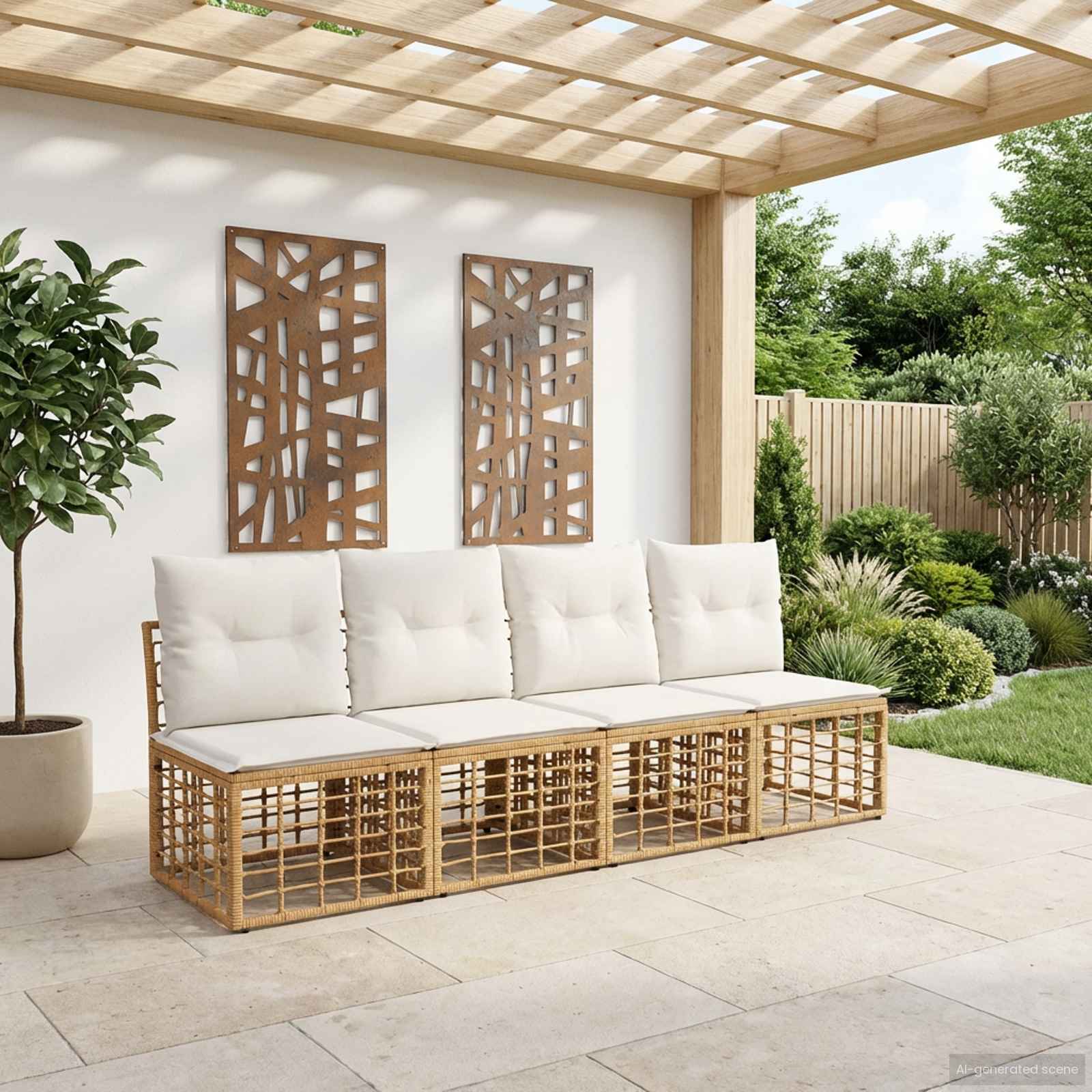 Sofá de jardim para 4 pessoas sem braços 4 unid.