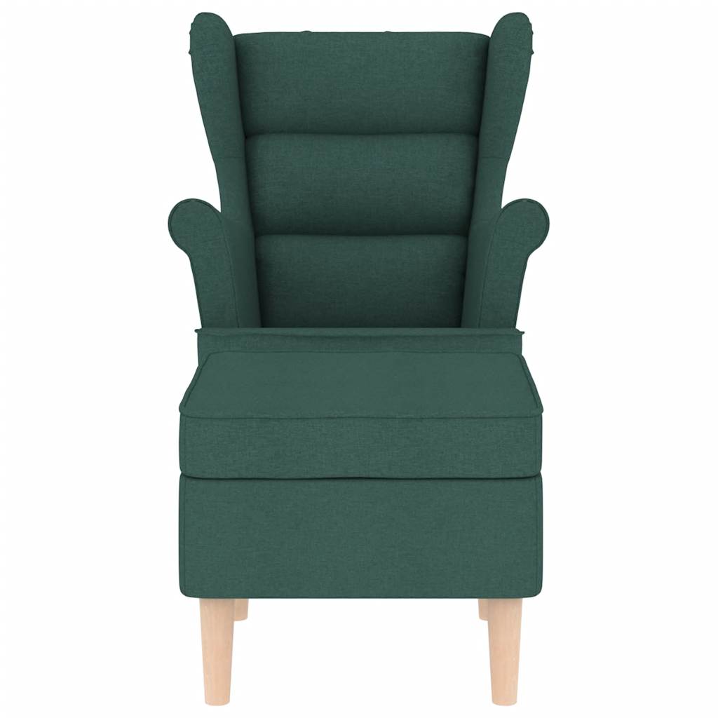 Poltrona com apoio de pés tecido verde-escuro