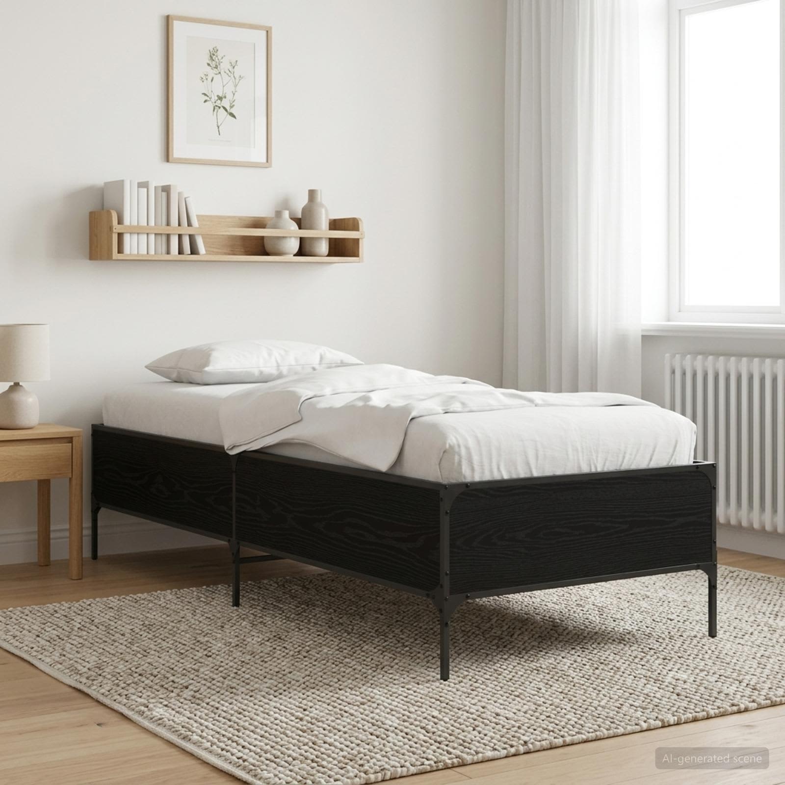 Estrutura da cama carvalho preto 80 x 200 cm