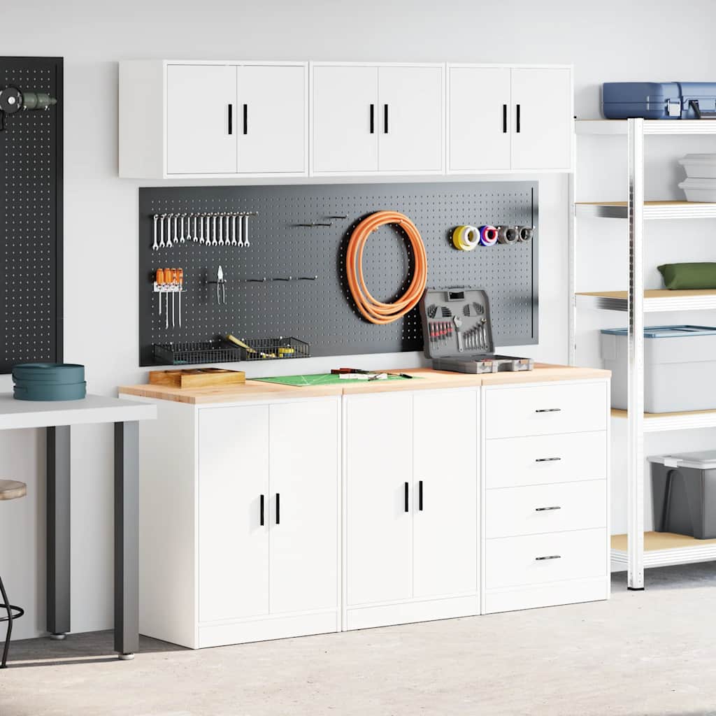 Armários de garagem 6 pcs derivados de madeira branco