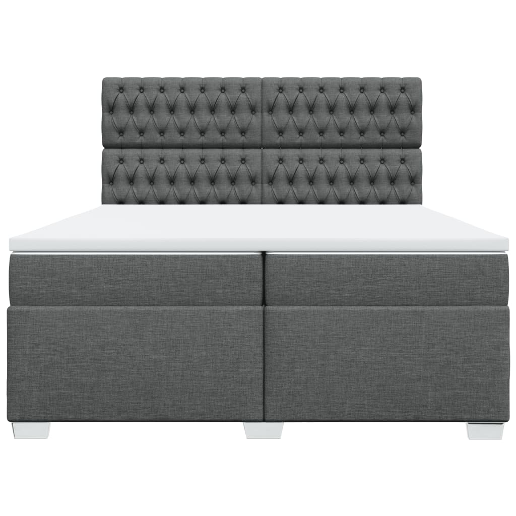 Cama com molas/colchão 200x200 cm tecido cinzento-escuro
