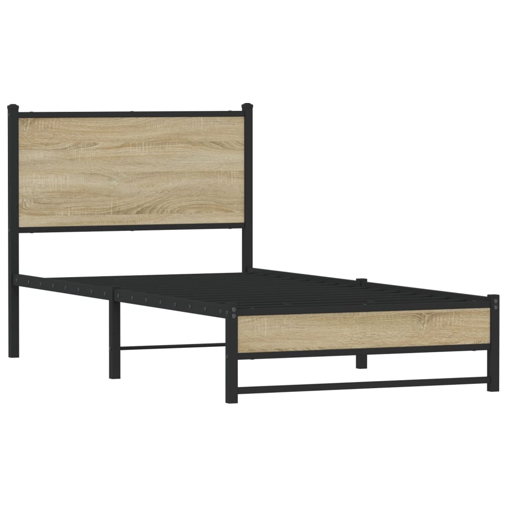 Estrutura de cama sem colchão 90x200 cm metal carvalho sonoma
