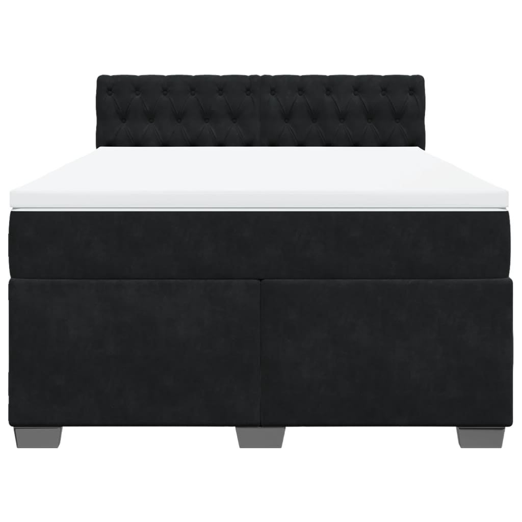 Cama com molas/colchão 140x200 cm veludo preto