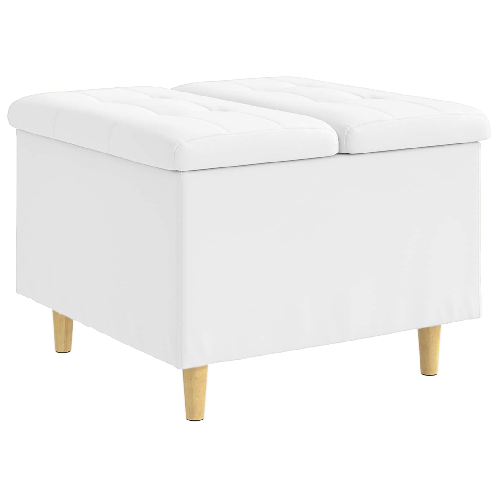 Puff de armazenamento branco 60 x 60 x 45 cm couro sintético
