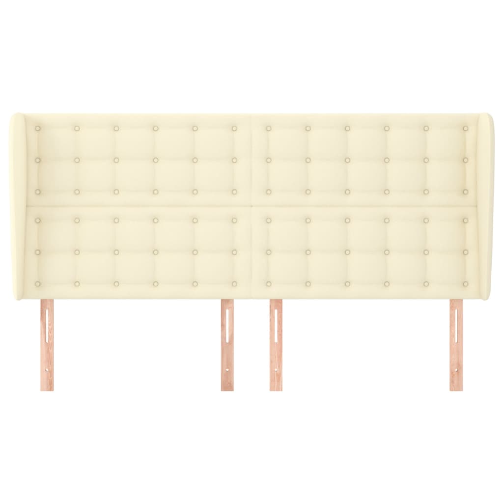 Cabeceira cama c/ abas couro artificial 163x23x118/128 cm creme