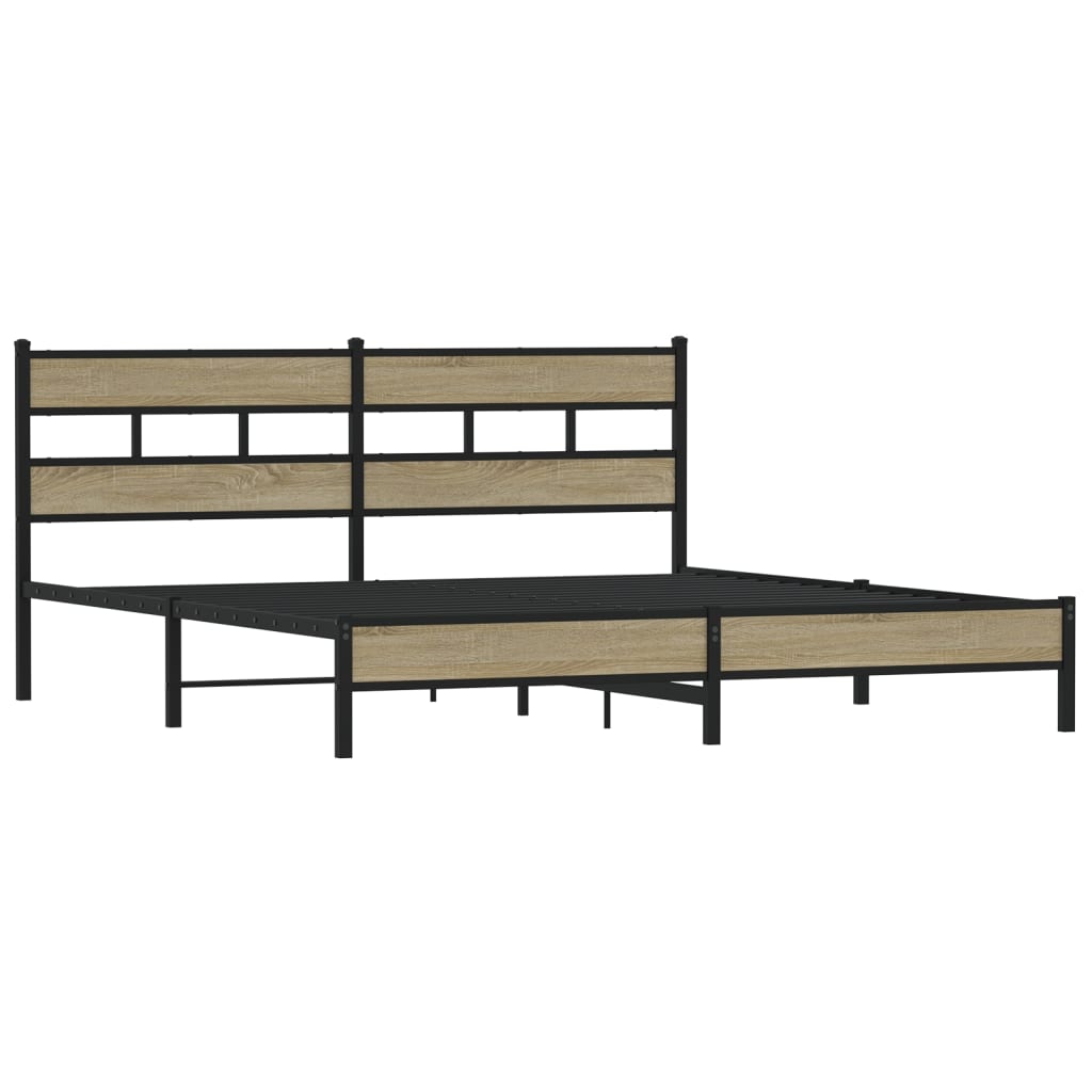 Estrutura de cama sem colchão 180x200cm metal carvalho sonoma