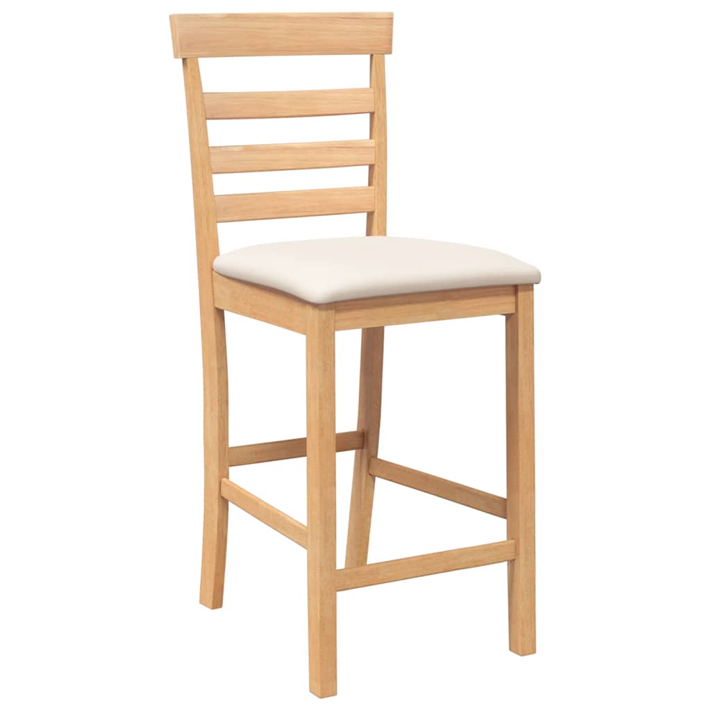 Bancos de bar com almofadões 2pcs madeira de seringueira maciça