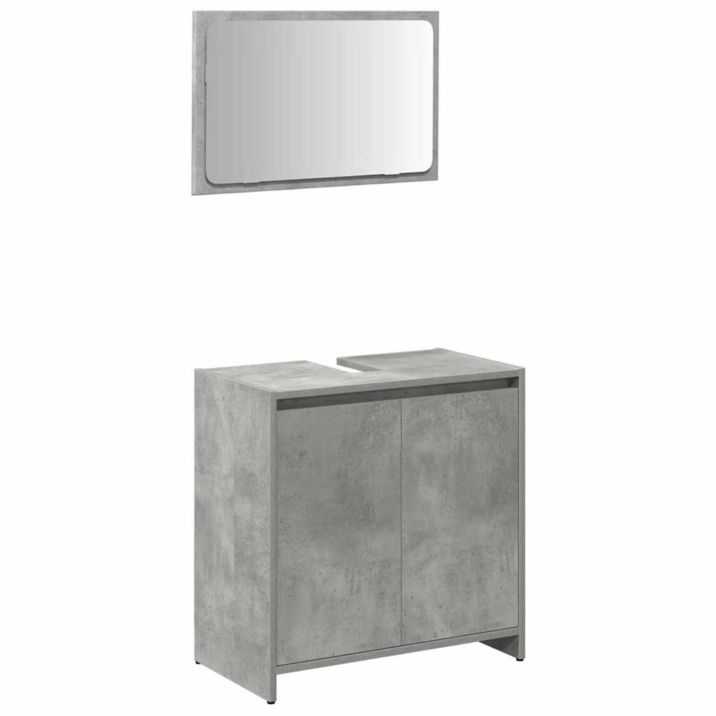 3 Pcs conj. móveis casa banho derivados madeira cinza cimento