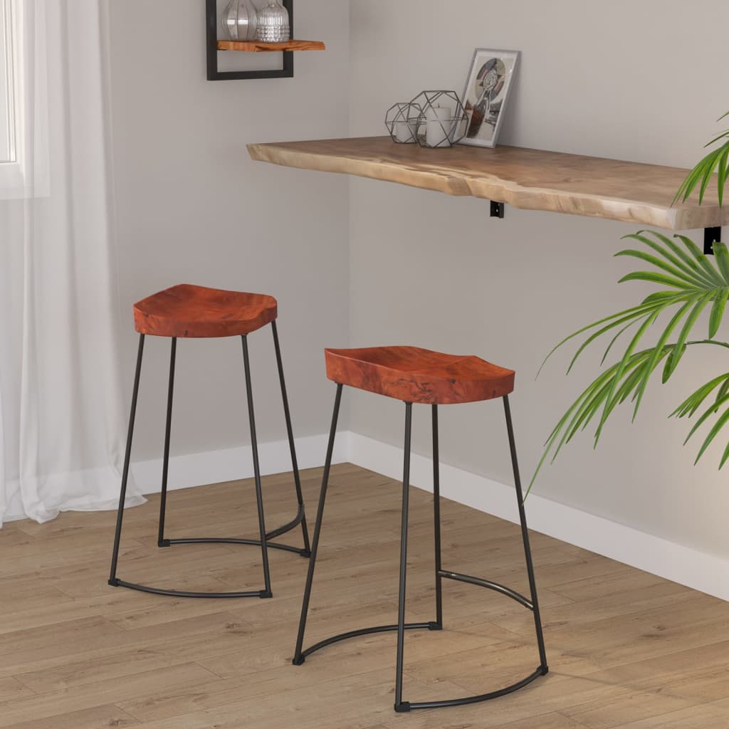 Bancos de bar gavin 2pcs 45x40x63cm madeira de mangueira maciça