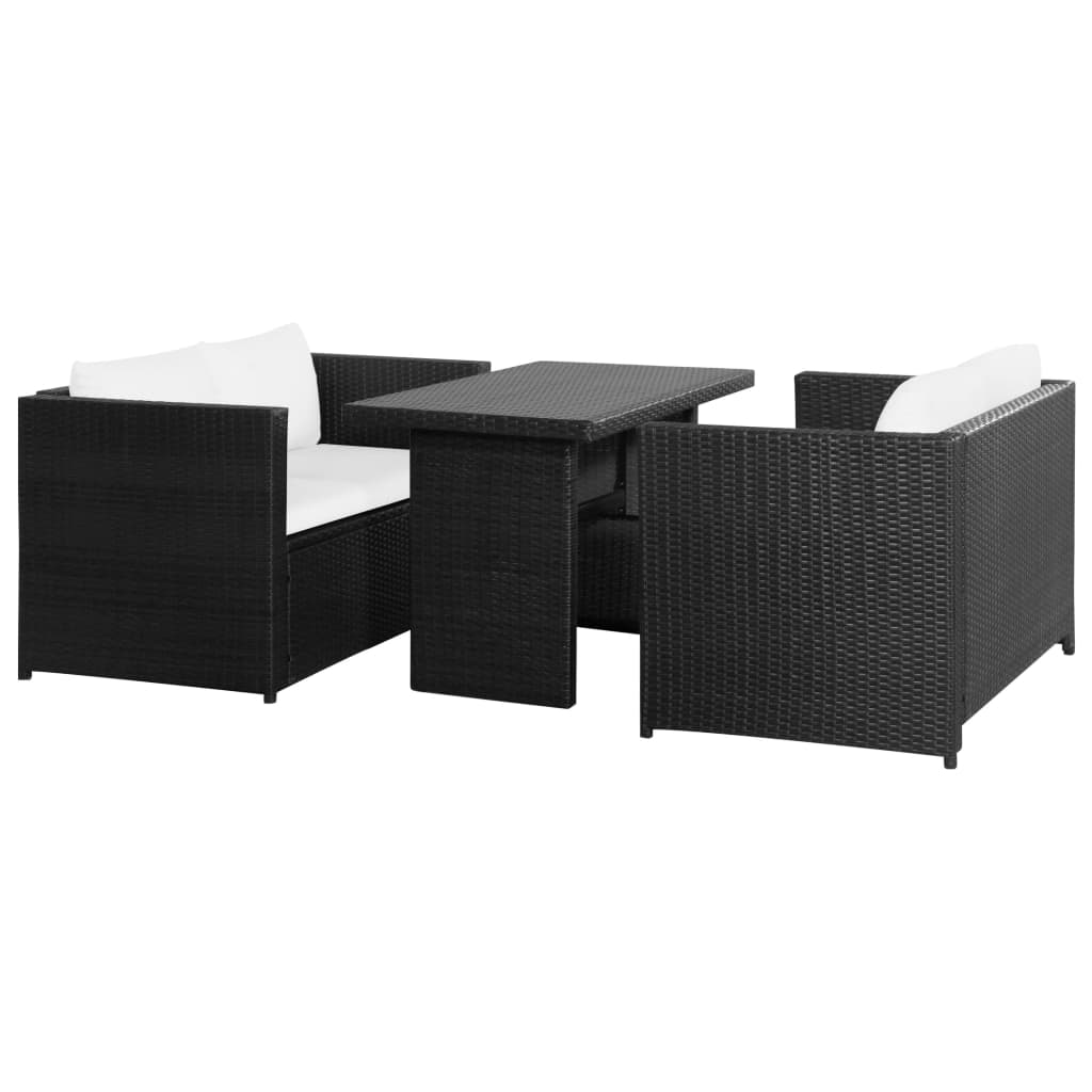 Conjunto de sofás para jardim 11 pcs vime PE preto