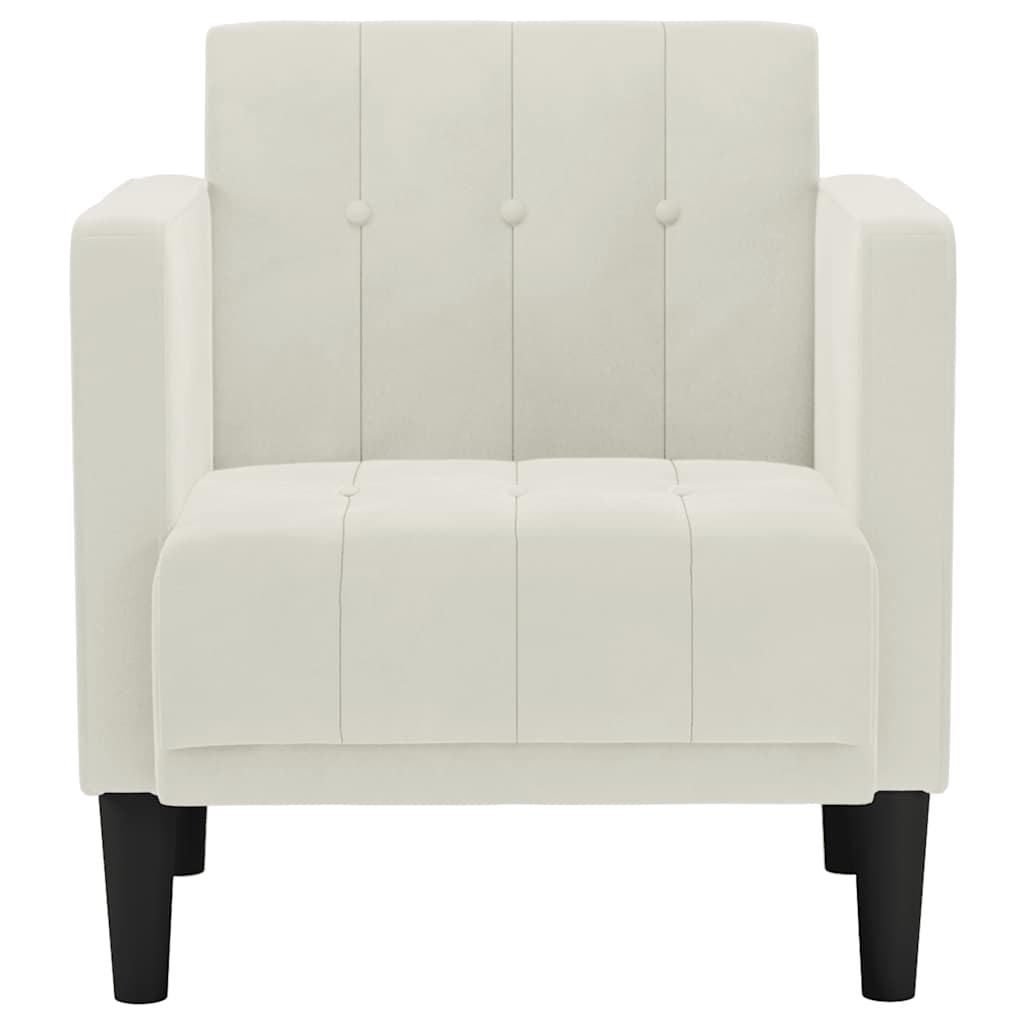 Poltrona com apoio de braços 53 cm veludo creme