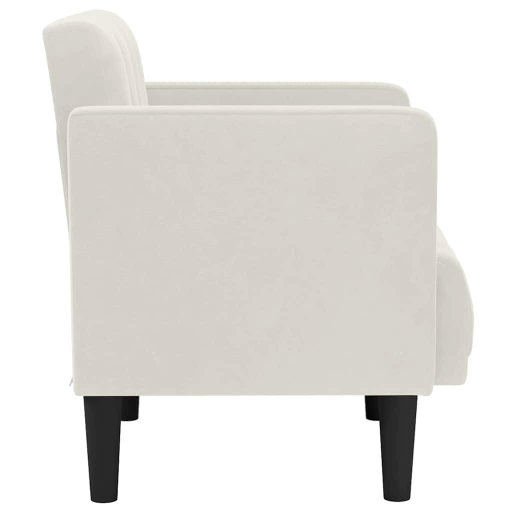 Poltrona com apoio de braços 53 cm veludo creme