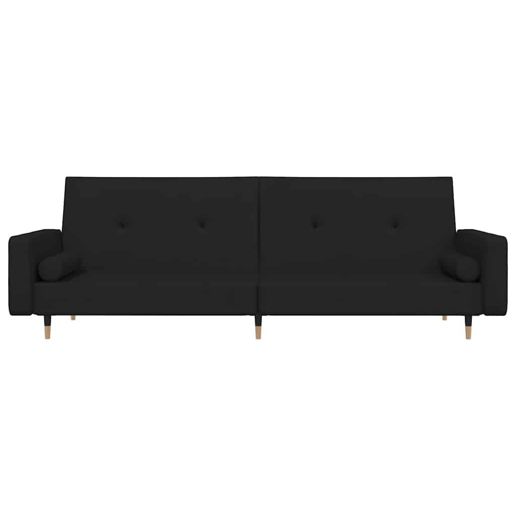 Sofá-cama 2 lugares com duas almofadas veludo preto