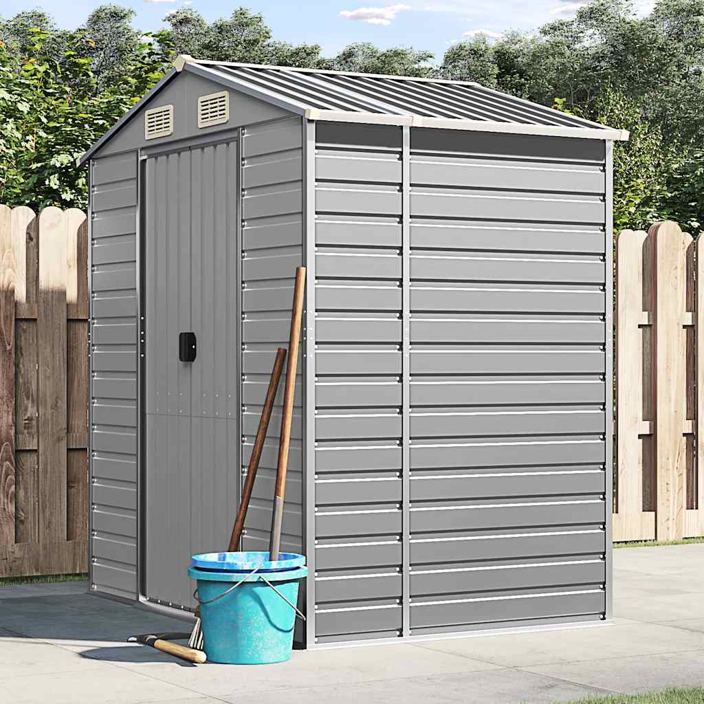 Abrigo de jardim 191x130x198 cm aço galvanizado cinzento-claro