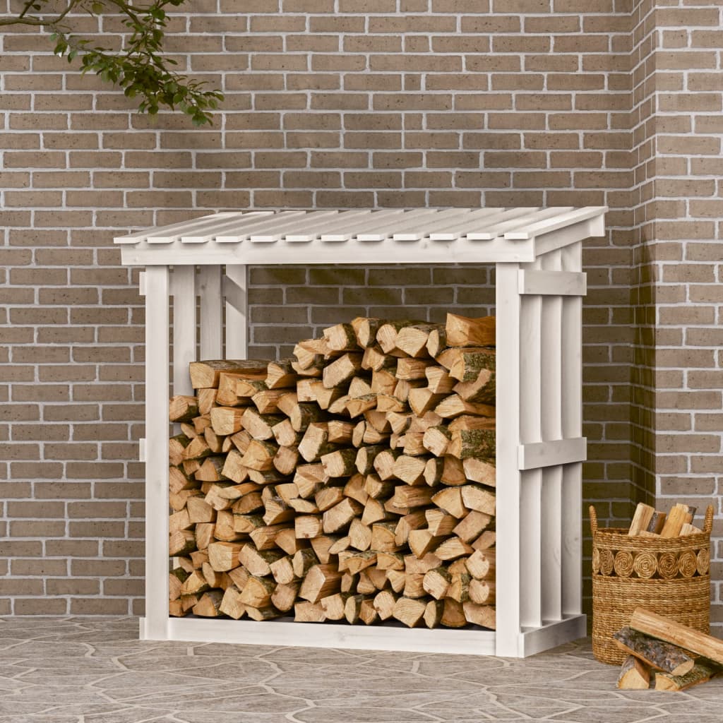 Suporte para lenha 108x64,5x109 cm pinho maciço branco