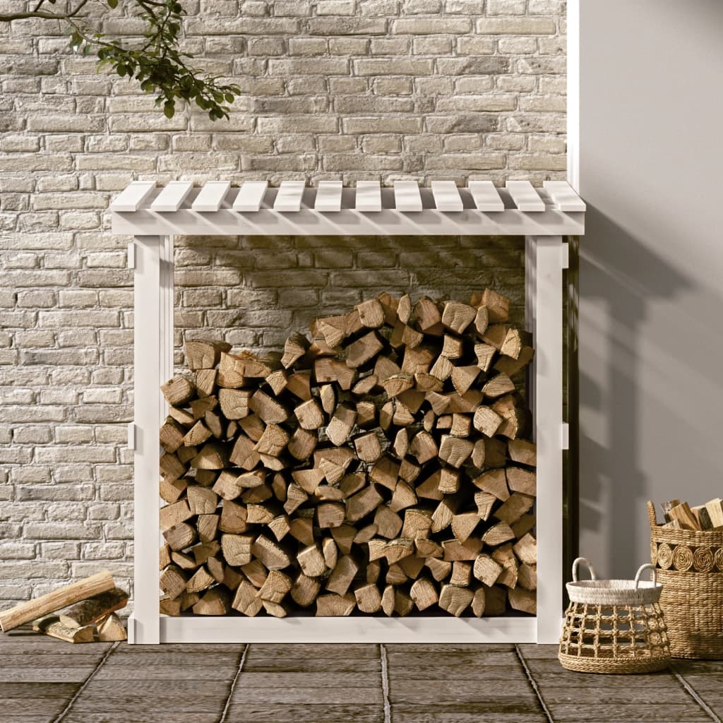 Suporte para lenha 108x64,5x109 cm pinho maciço branco