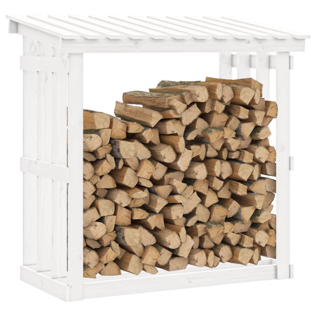 Suporte para lenha 108x64,5x109 cm pinho maciço branco