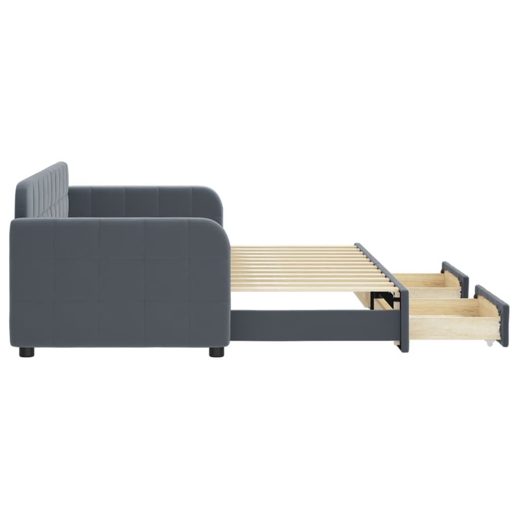 Sofá-cama c/ gavetão e gavetas 80x200 cm veludo cinzento-escuro