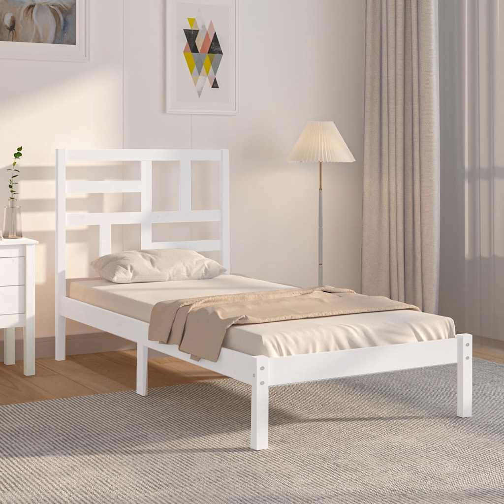 Estrutura de cama 100x200 cm madeira maciça branco