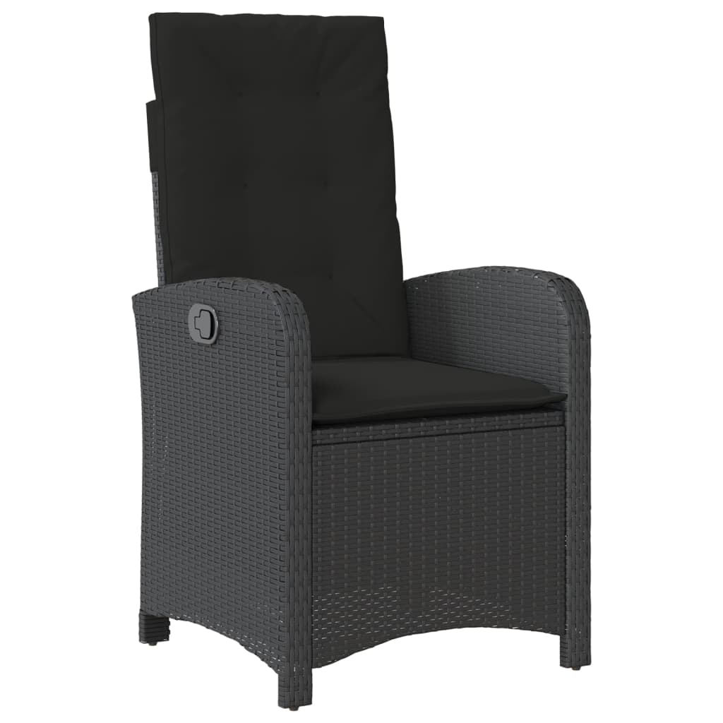 7 Pcs conjunto de jantar p/ jardim c/ almofadões vime PE preto