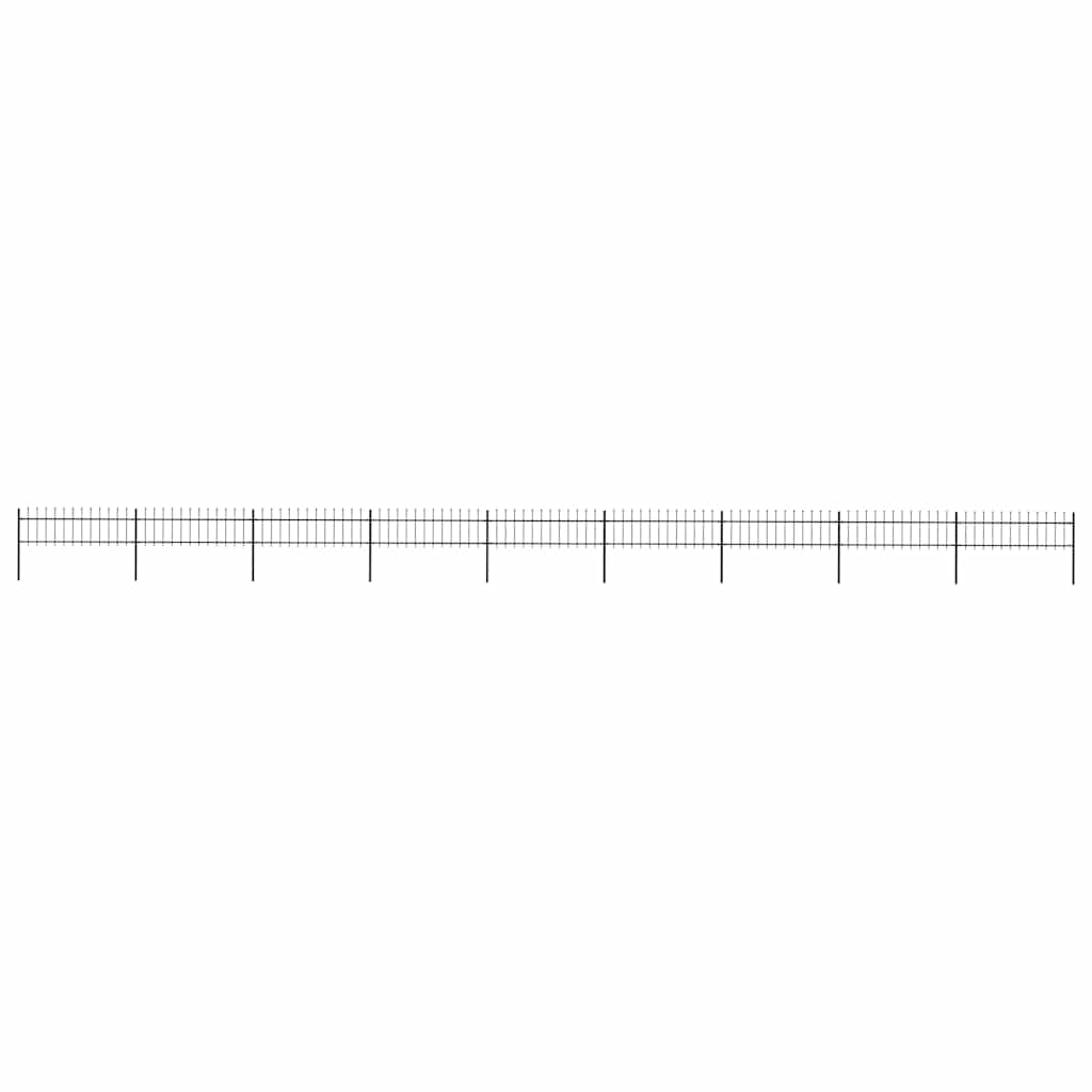 Cerca de jardim com topo em forma de lança em aço 1506x60 cm, preta