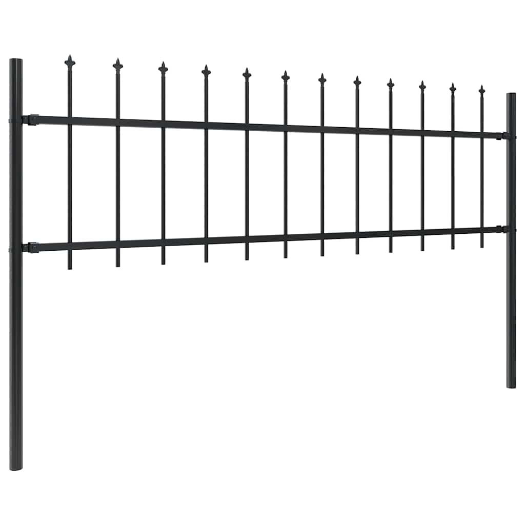 Cerca de jardim com topo em forma de lança em aço 1506x60 cm, preta