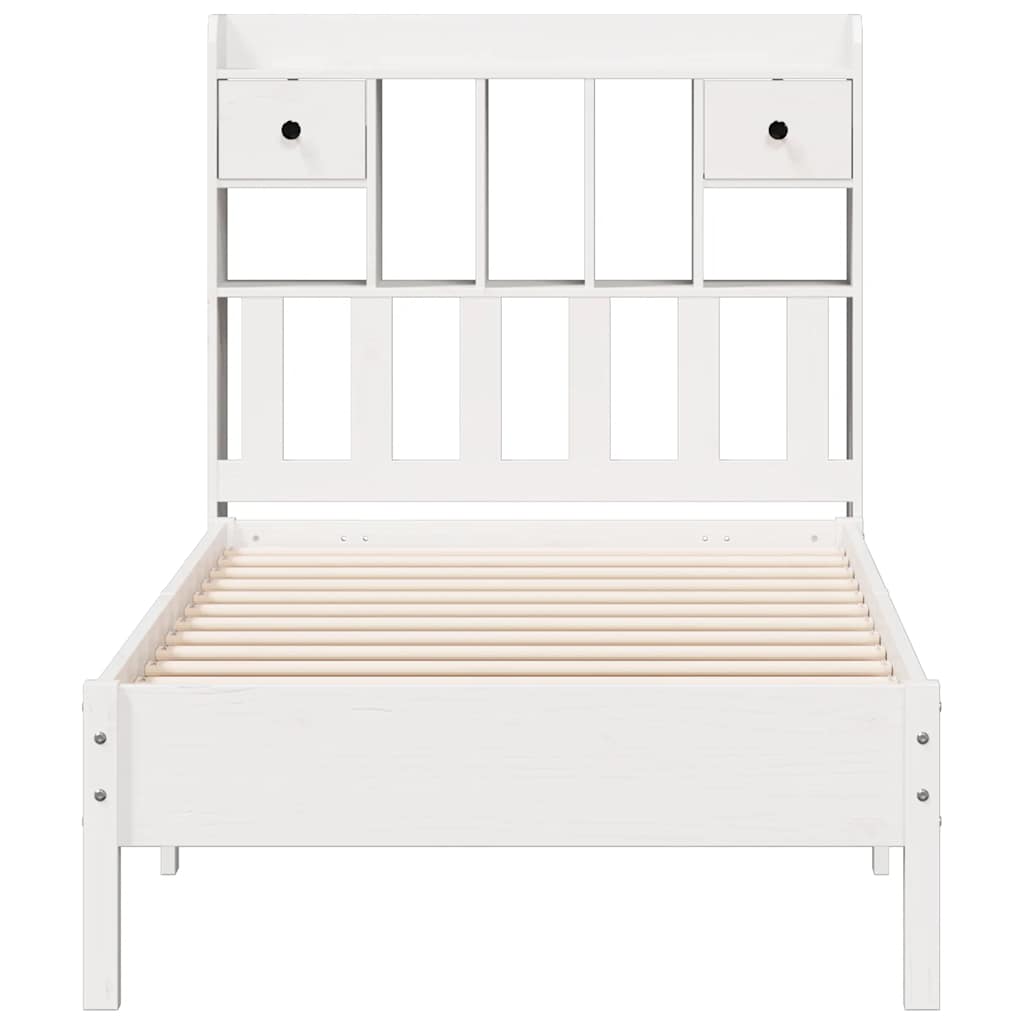 Cama com estante sem colchão 90x190 cm pinho maciço branco
