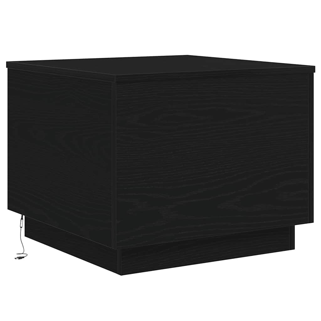 Mesa de centro com luzes LED, carvalho preto, 50x50x40 cm