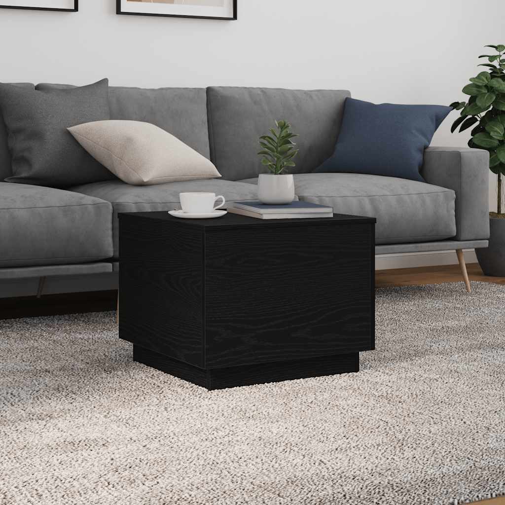 Mesa de centro com luzes LED, carvalho preto, 50x50x40 cm