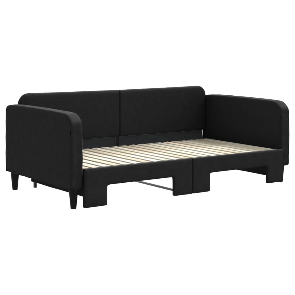 Sofá-cama com gavetão 90x190 cm tecido preto