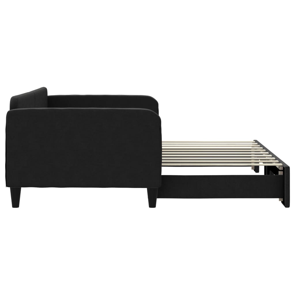Sofá-cama com gavetão 90x190 cm tecido preto