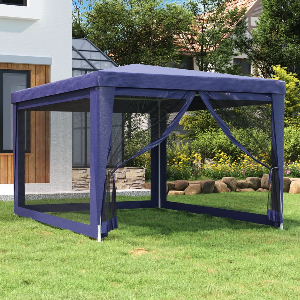 Tenda para festas c/ 4 paredes laterais em rede 3x4 m pead azul