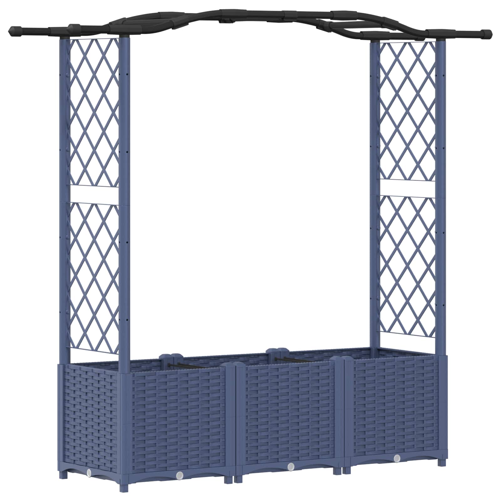 Cama elevada com treliça e telhado cinzento 164 x 40 x 138 cm