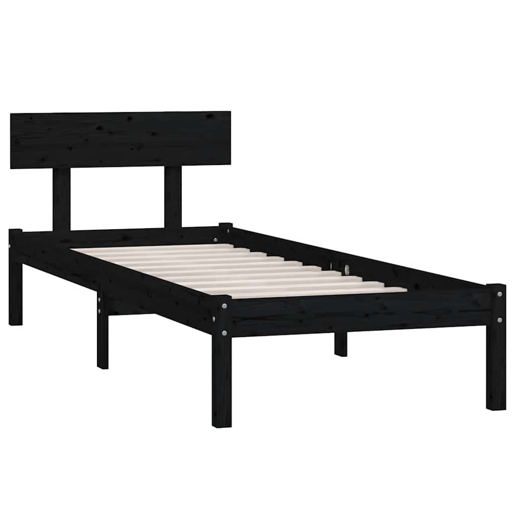 Estrutura cama pequena solteiro 75x190 cm madeira maciça preto