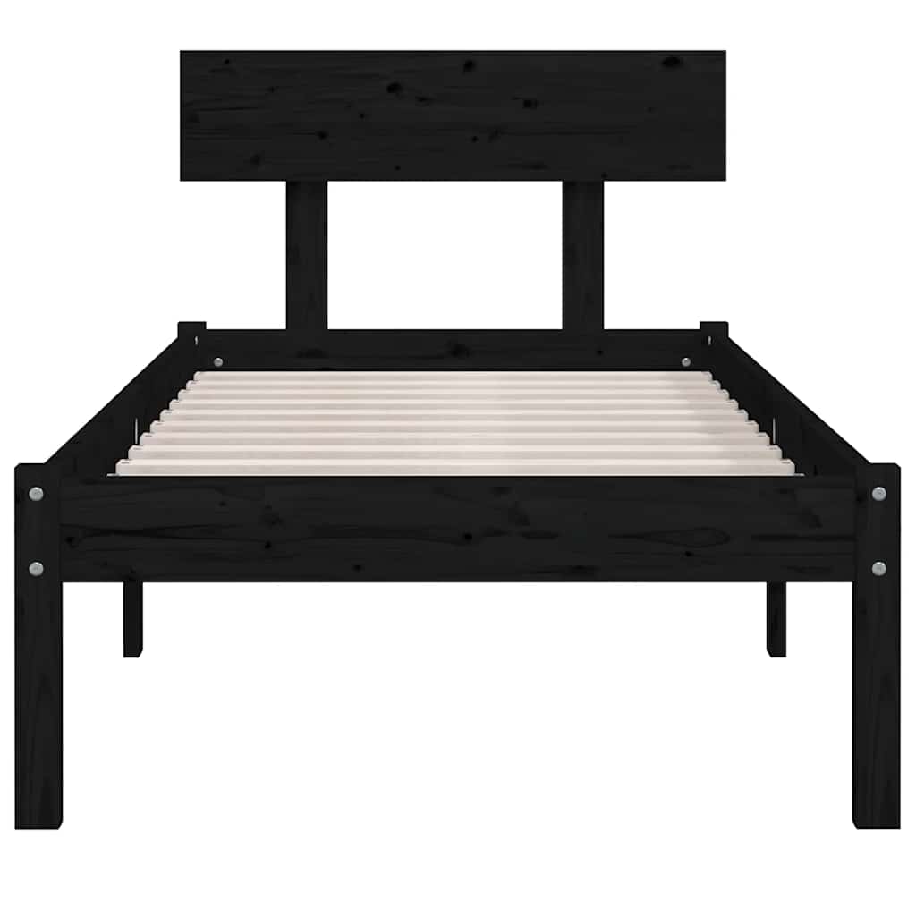 Estrutura cama pequena solteiro 75x190 cm madeira maciça preto