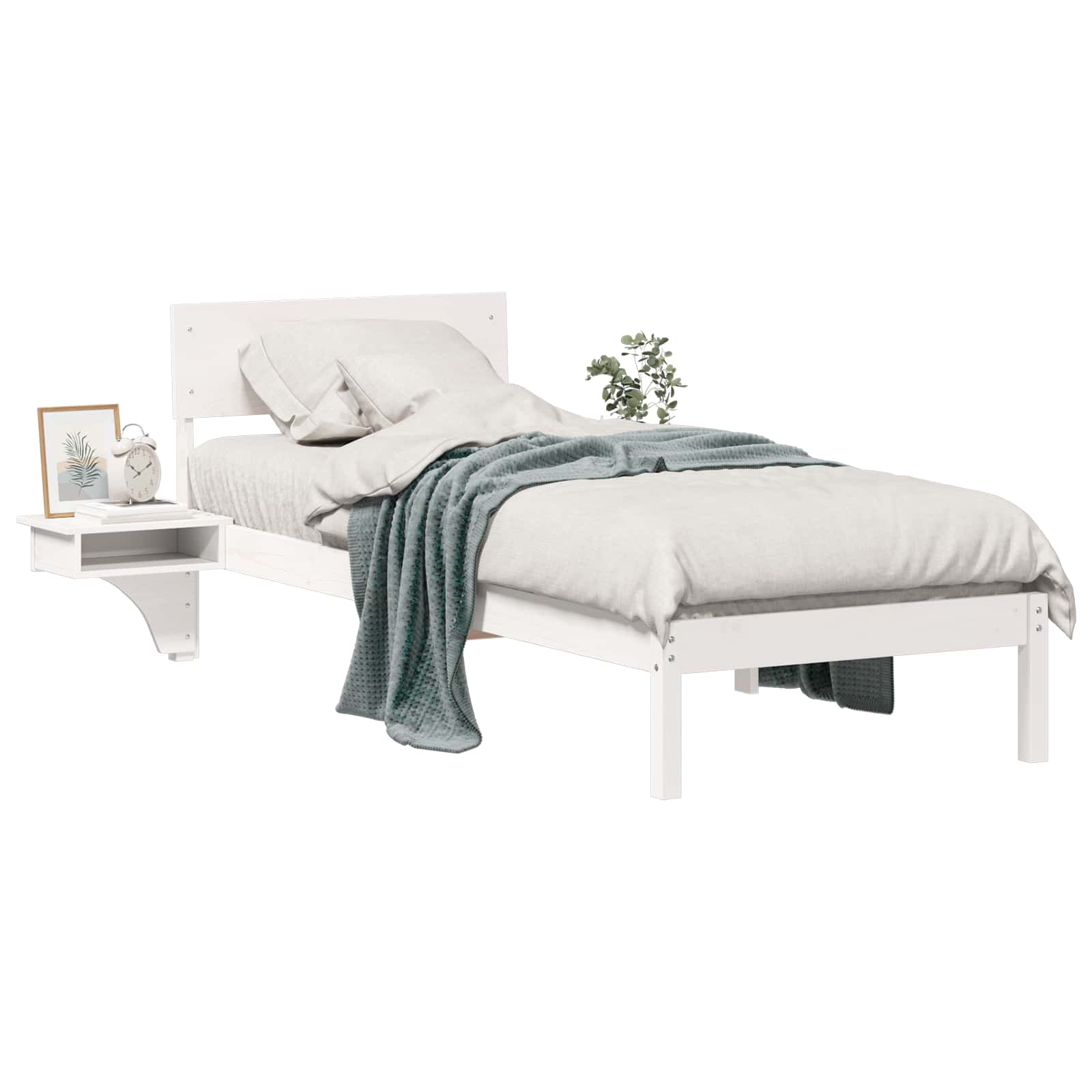 Estrutura da cama branco 75 x 190 cm madeira de pinheiro sólida