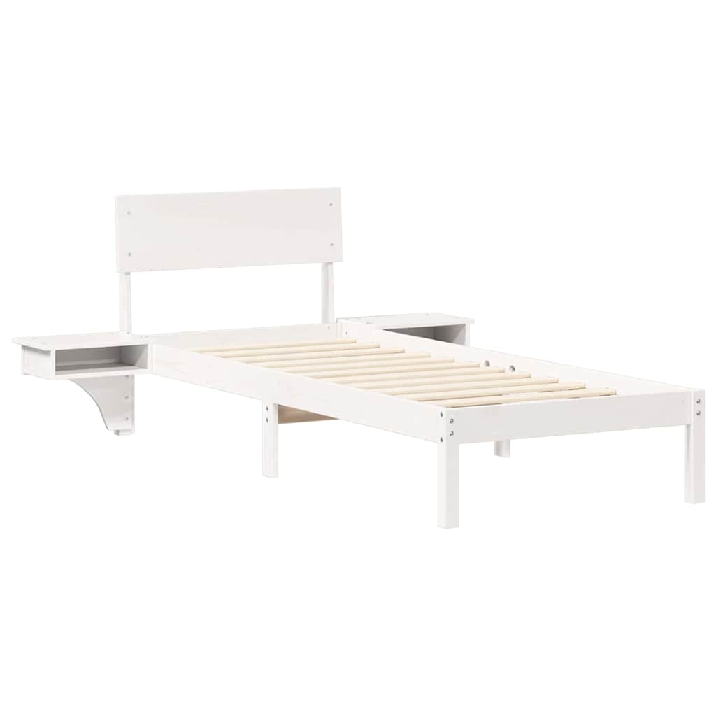 Estrutura da cama branco 75 x 190 cm madeira de pinheiro sólida