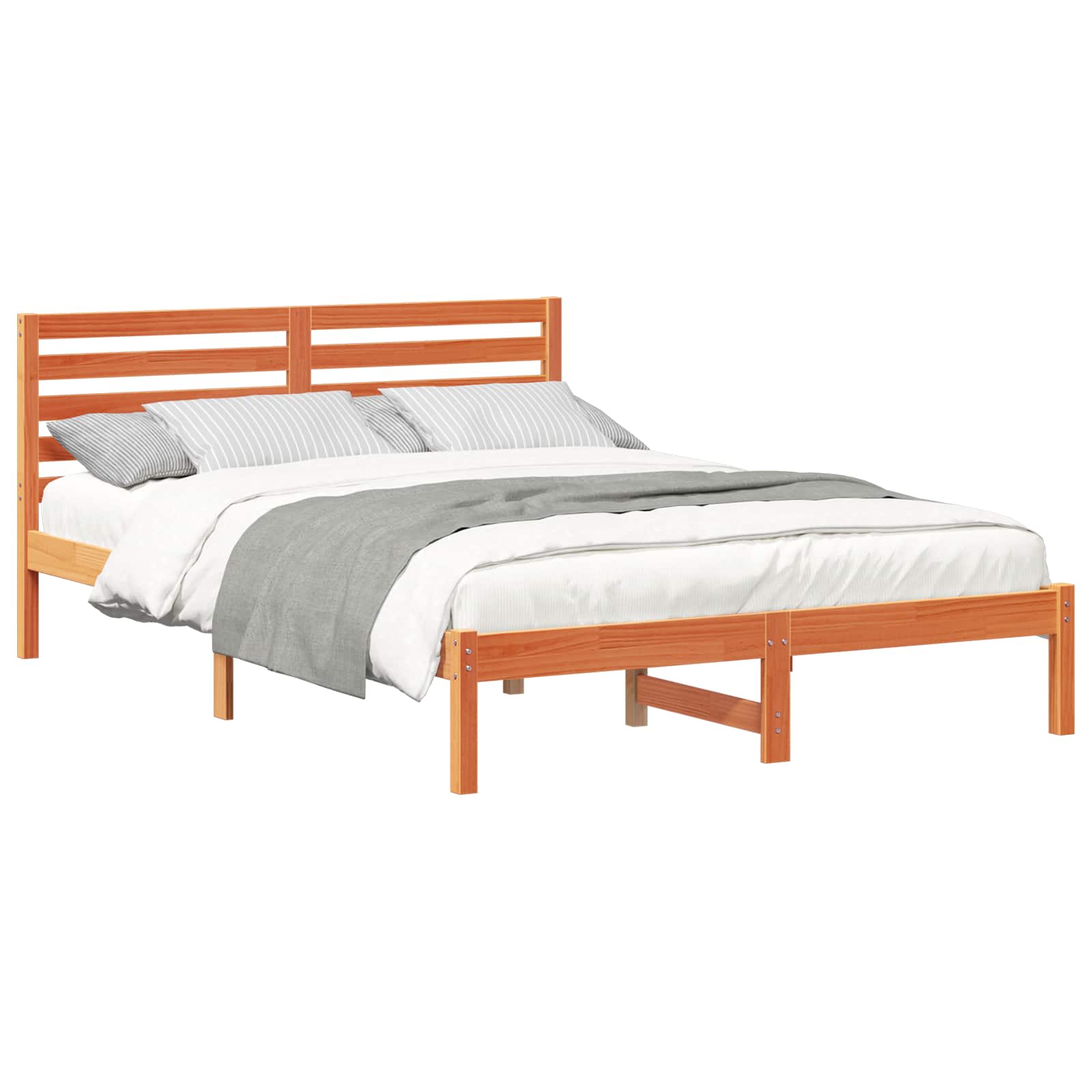 Estrutura da cama com cabeceira marrom cera 140 x 220 cm