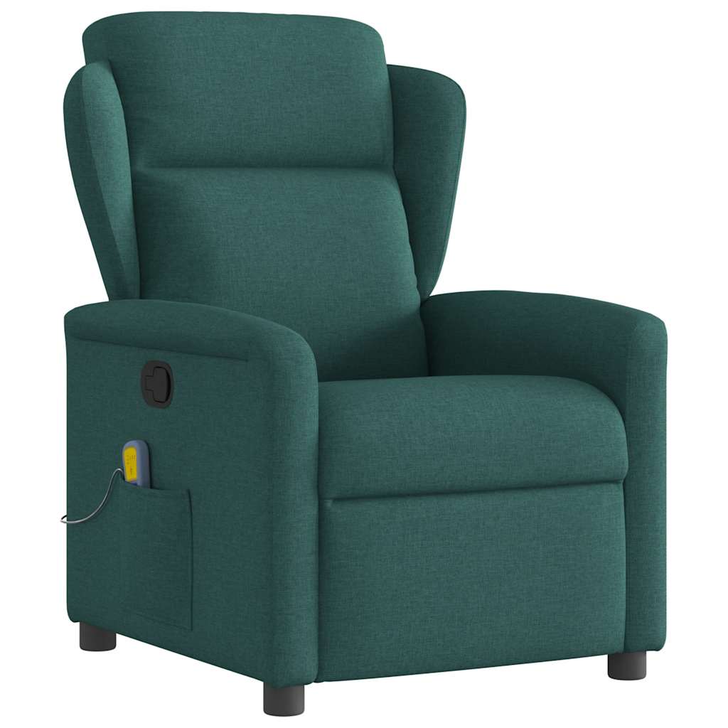 Poltrona de massagens reclinável tecido verde-escuro