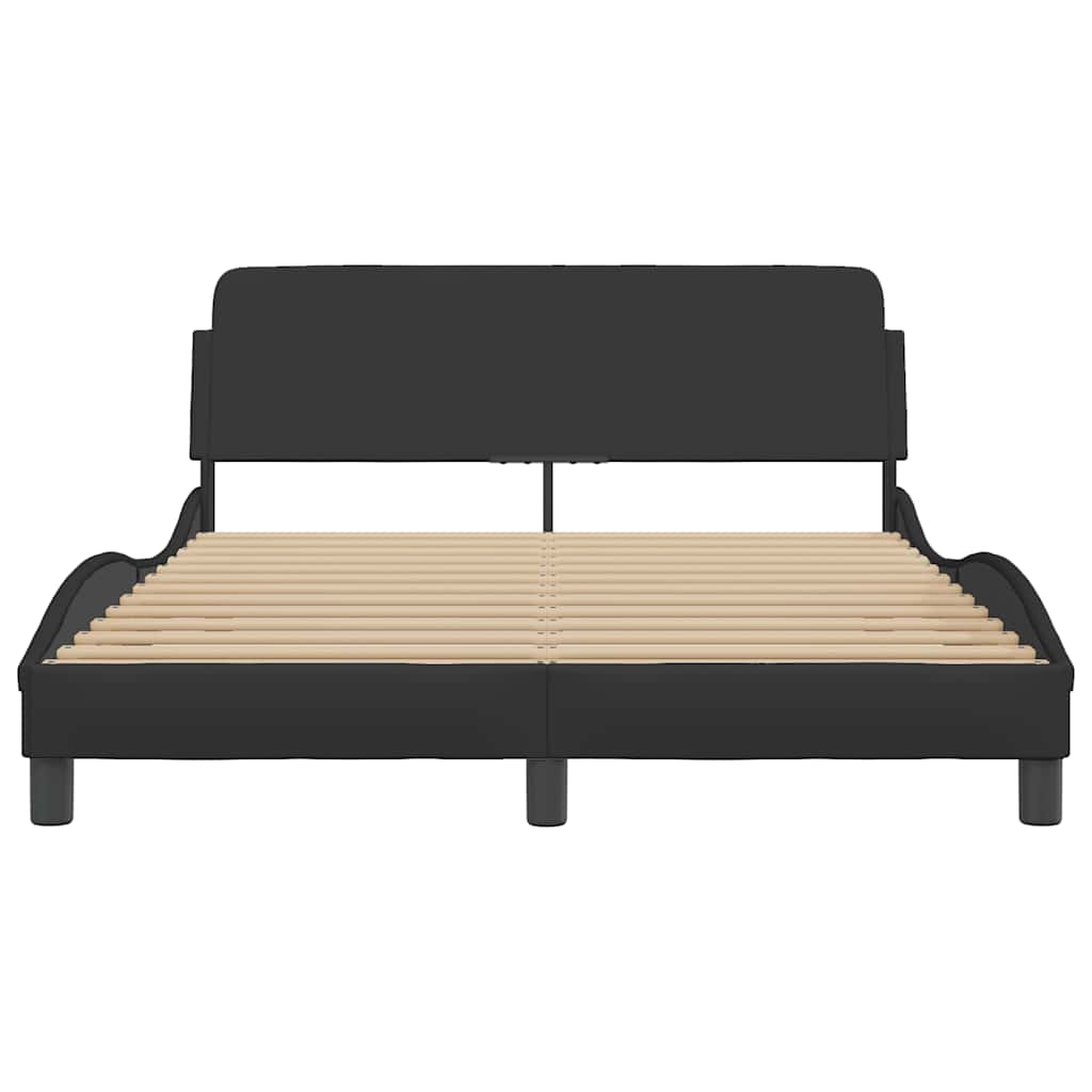 Estrutura de cama dover 140x190 cm couro artificial preto