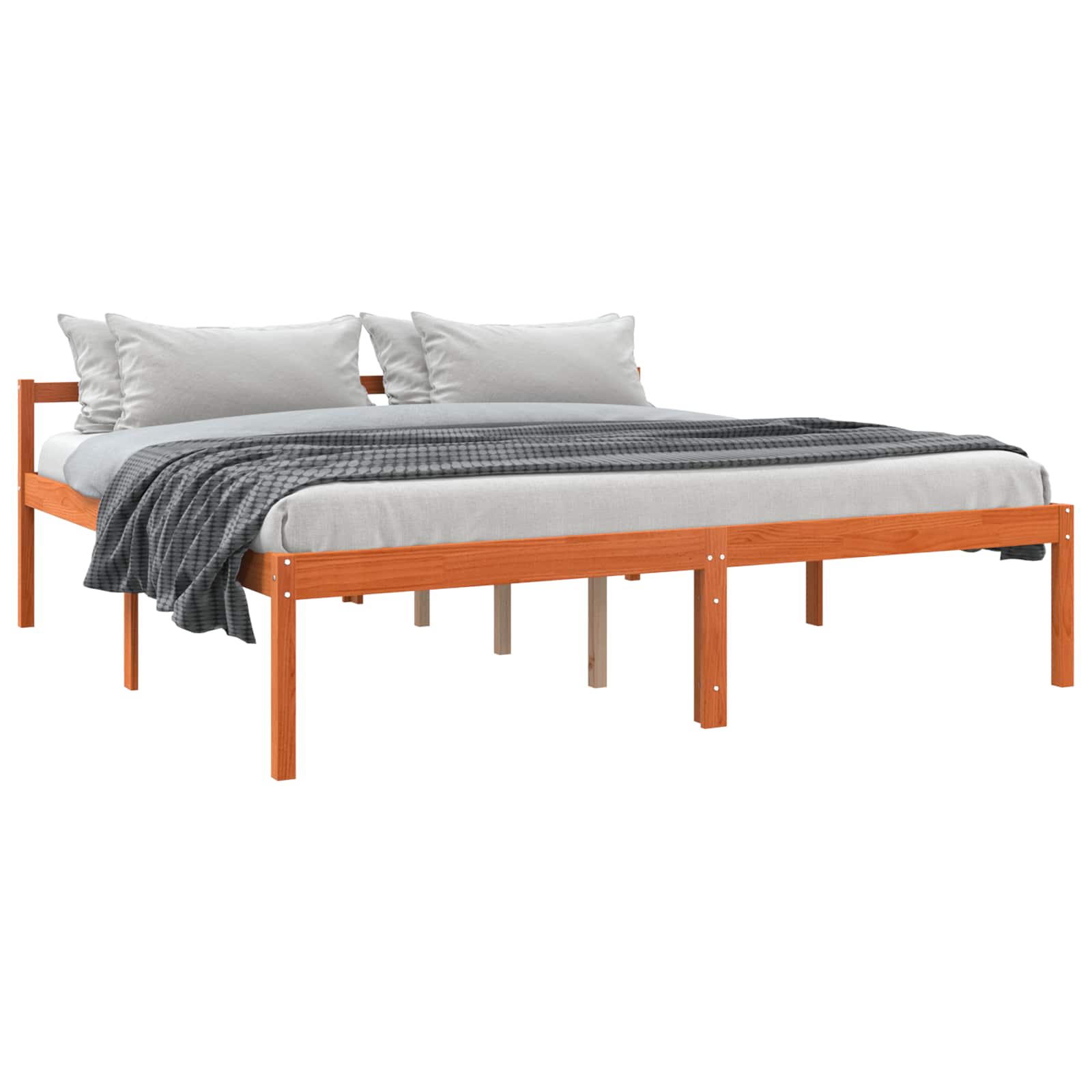 Estrutura da cama com cabeceira marrom cera 200 x 200 cm
