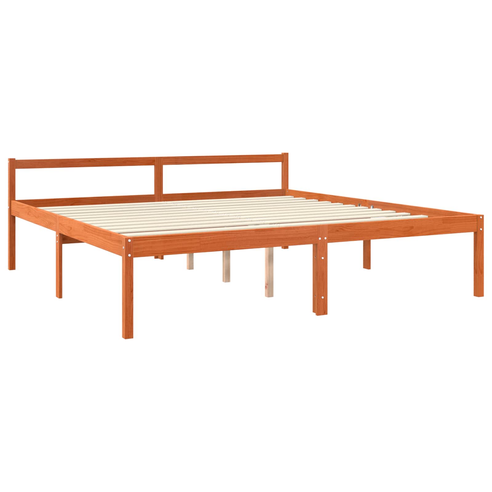 Estrutura da cama com cabeceira marrom cera 200 x 200 cm