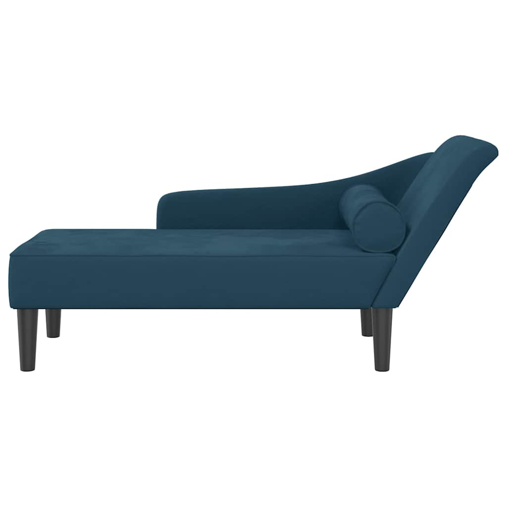 Chaise lounge com almofadões veludo azul
