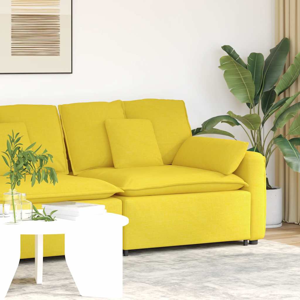 Módulo de extremidade de apoio de braço para sofá modular com almofadas, amarelo claro, 100 cm