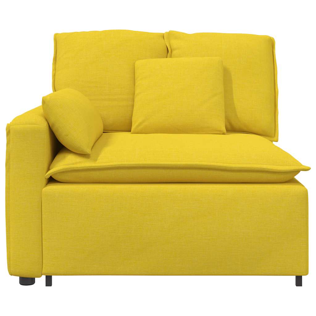 Módulo de extremidade de apoio de braço para sofá modular com almofadas, amarelo claro, 100 cm