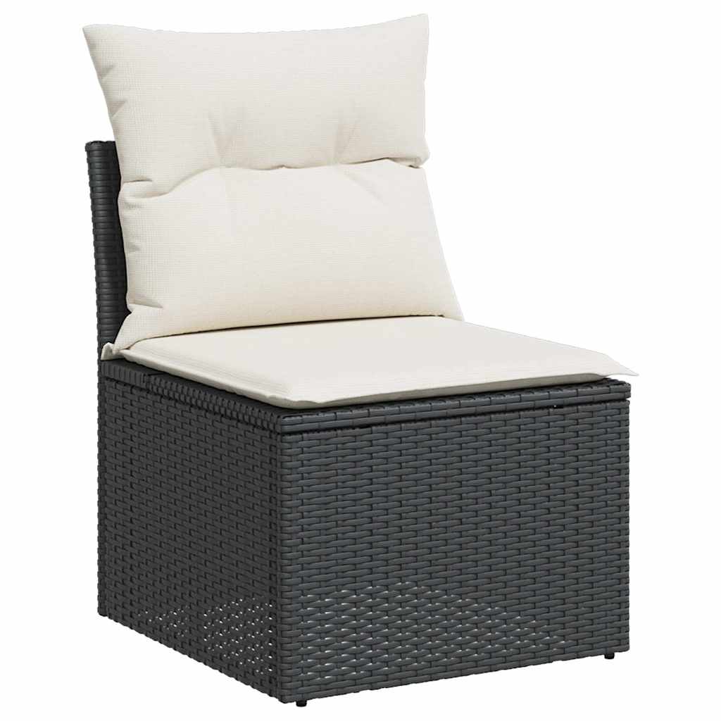 6 Pcs conjunto sofás de jardim c/ almofadões vime PE preto